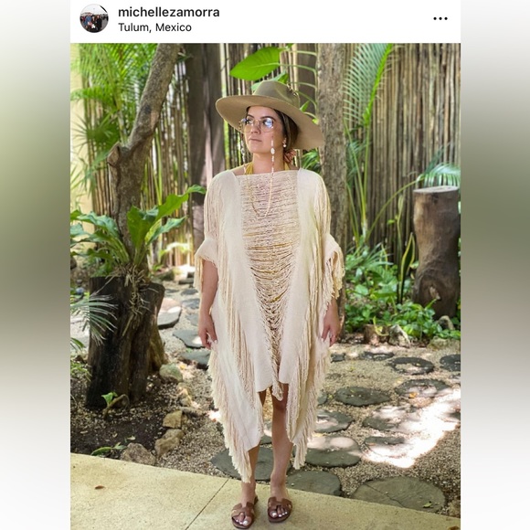 swimsuit cover up handmade in Tulum Maxi Beach Cover Up boho thrifts + threads - Picture 7 of 7